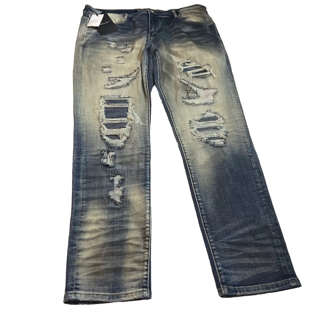 Embellish New York Men's Jeans 42x33.5 Distressed Denim EMBF221-115 Streetwear